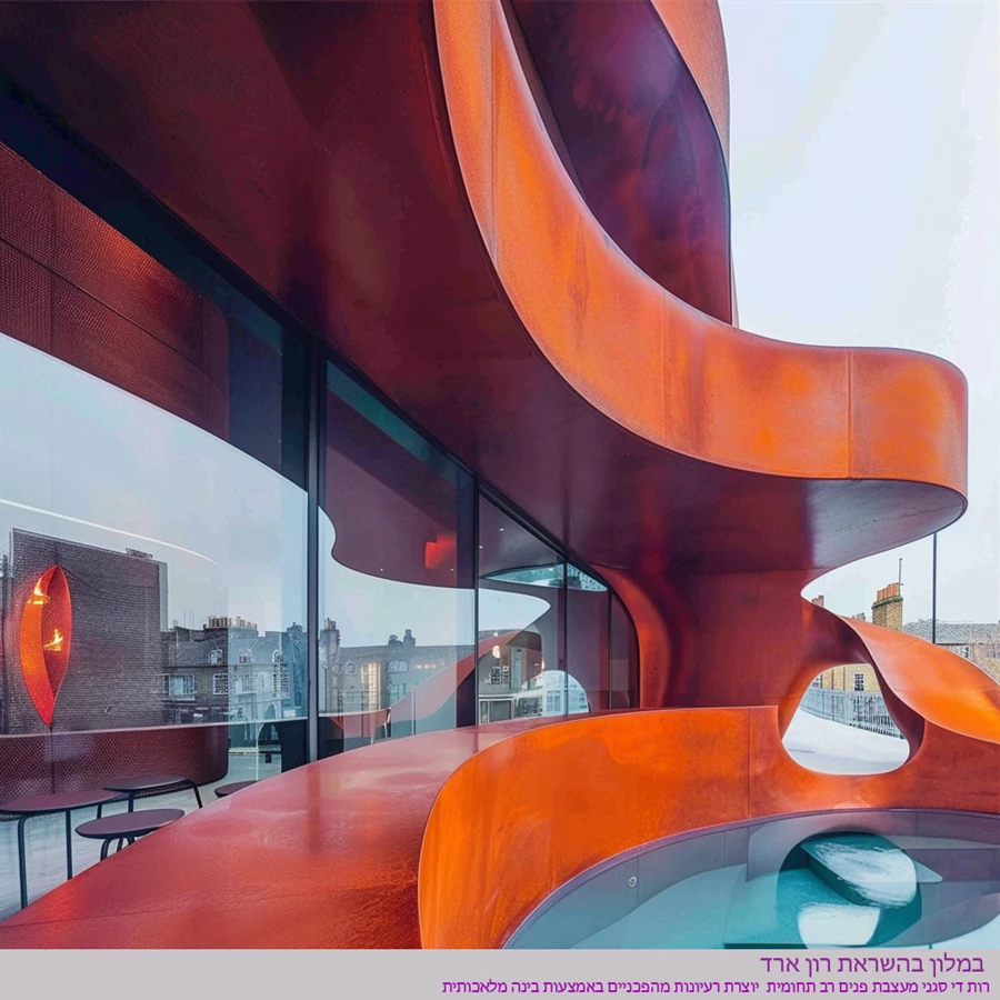 עיצוב חללים של בית מלון על ידי הבינה המלאכותית בהשראת המעצב והאדריכל רון ארד