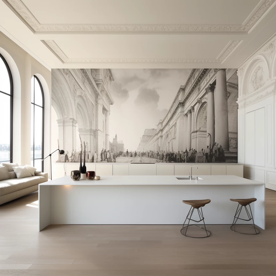 סלון ומטבח בעיצוב אקלקטי