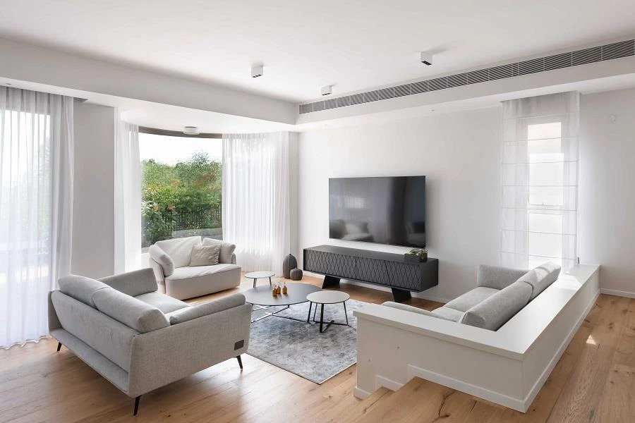 צילום: עמית גושר | אדריכלות תכנון ועיצוב: נועה הראל | פרטי ריהוט סלון, פינת אוכל ושולחן מטבח: רשת ellita living