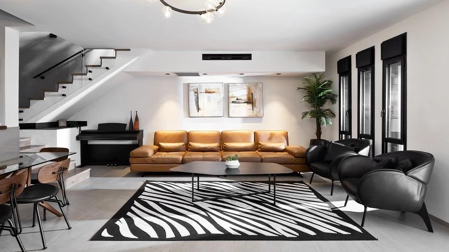 הסלון במפלס התחתון של הבית