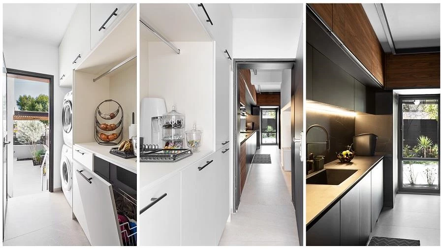 ציר במטבח מקשר בין החצר הקדמית והאחורית