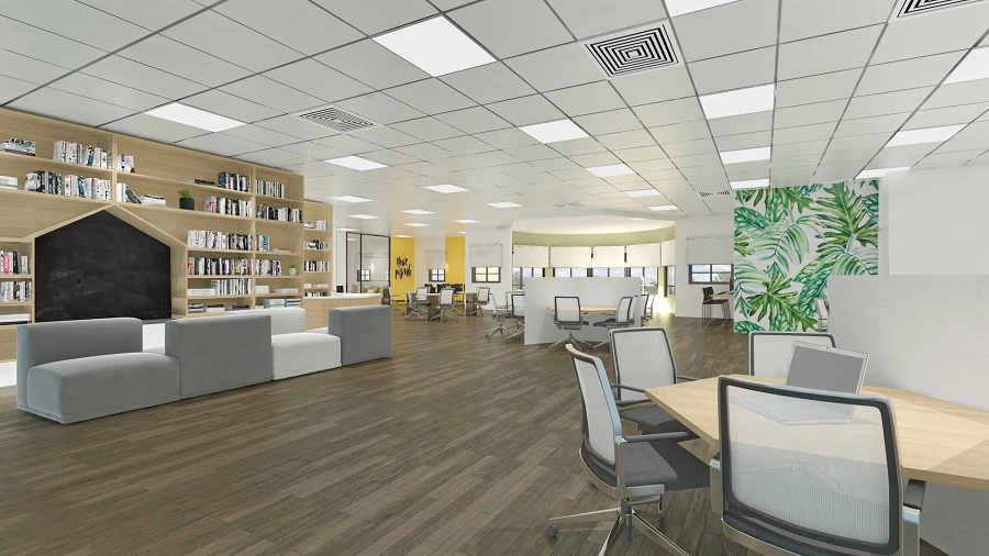 ספרייה שמאפשרת אינטרקציה לימודית מכל הסוגים. בית ספר עמל בחדרה. Adi3d הדמיות