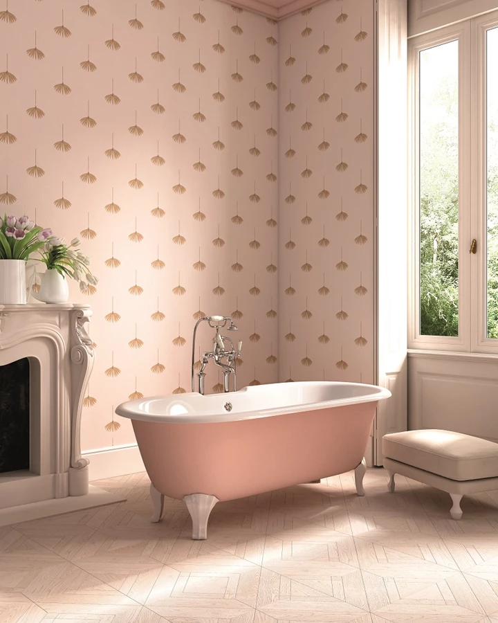 Devon&Devon אמבטיה פרי סטנדינג בורוד לבן וטפט חבצלות המים