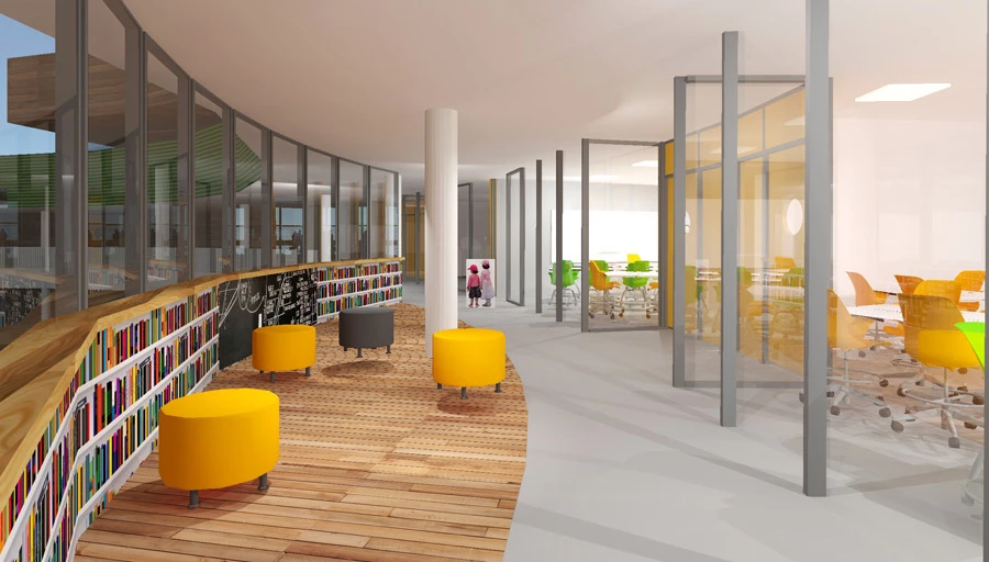 רמת אביב ג׳ ביה׳׳ס בית צורי. תכנון: ליואי דבוריינסקי אדריכלים בע׳׳מ. הדמיות: באדיבות המשרד