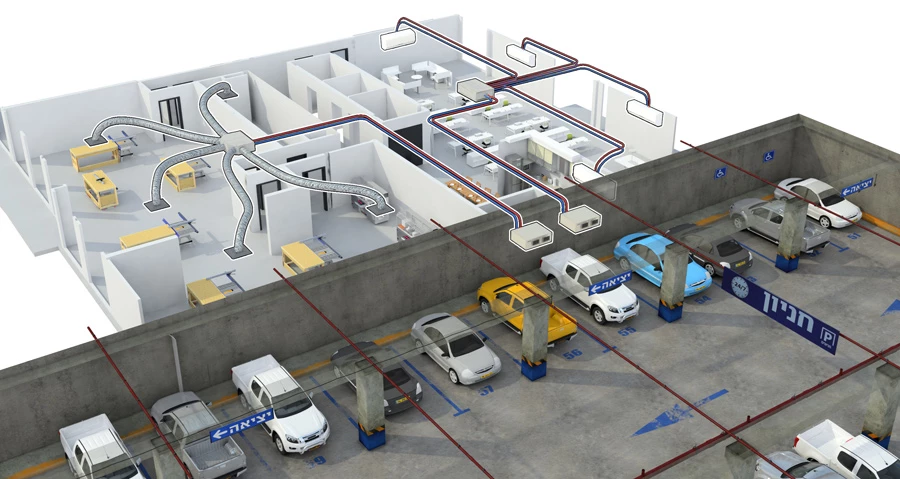 התקנת TADIRAN INVIZ בחניון ציבורי חוסכת בשטחי חנייה יקרי ערך