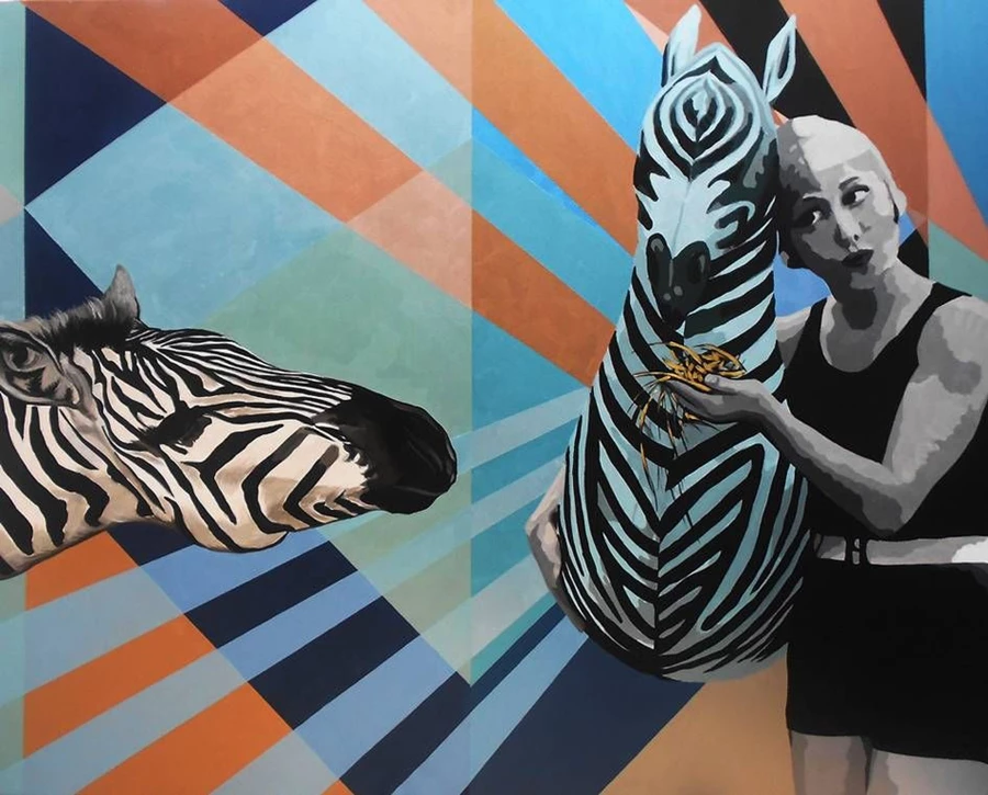 Bathers XXX- Little Distraction by Magaly Sánchez, Acrylic painting.