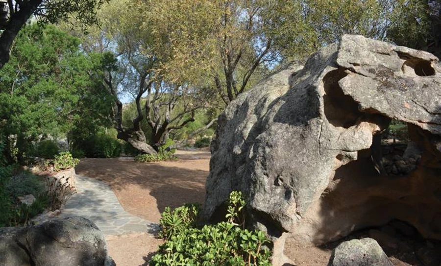 הגן נבנה בהתאם לנוף הקיים, הסלעים האיתנים בשטח וצמחייה ים-תיכונית.