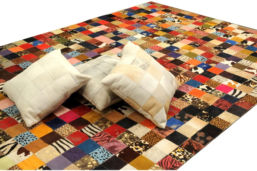 שטיח טלאים צבעוני מעור פרה | 