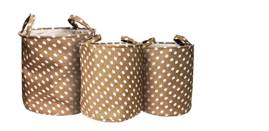 סלי כביסה- חום עם נקודות לבנות ב- 3 גדלים - הרמוניה לבית | צילום- אורלי חסון