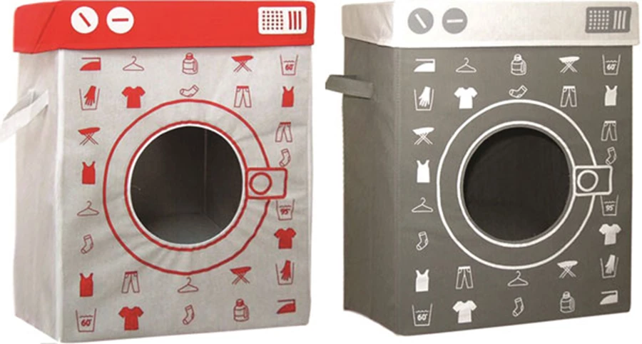 סל כביסה מעוצב במראה מכונת כביסה מידות 44X34X56 סמ הרמוניה לבית | צלם אסף לוי