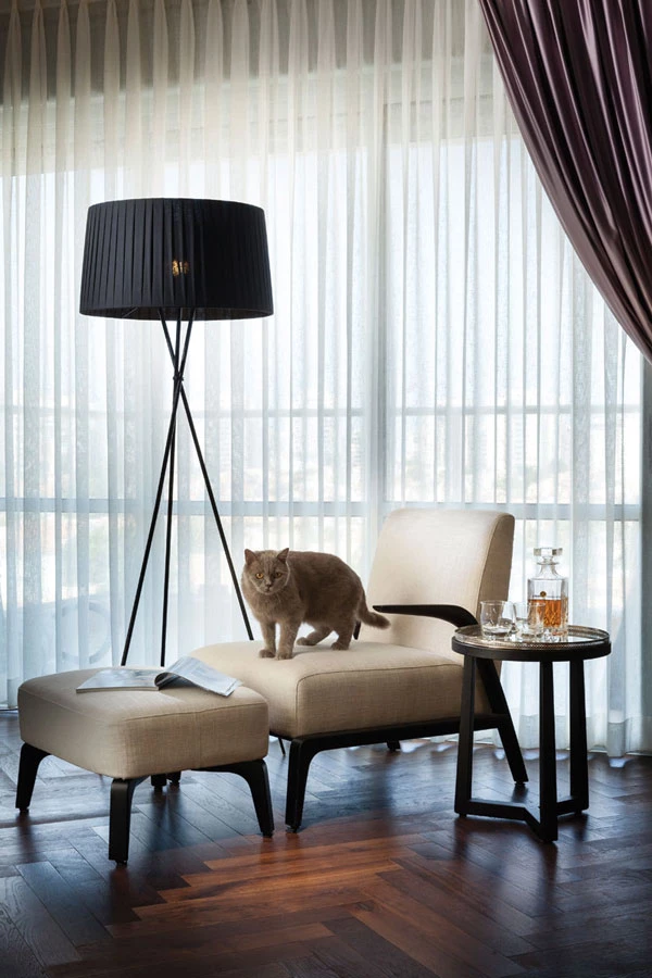 פינת קריאה מעודנת בסלון.