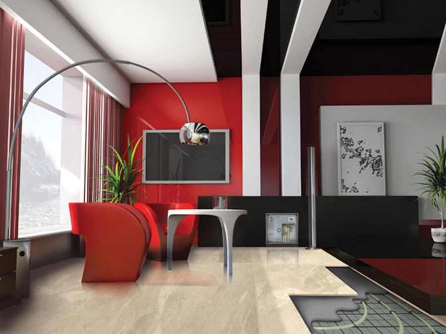 פריסת צנרת מים בחדר המגורים, ליצירת חימום תת רצפתי. המערכת בייצור ישראלי | 