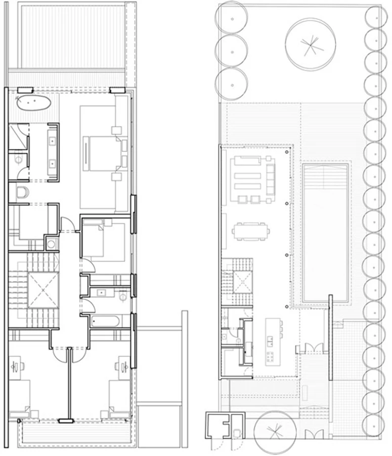 מימין: קומת כניסה, קומה א
