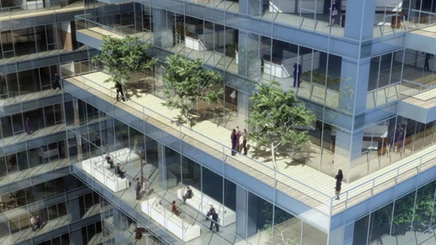 מגדלי הארבעה-מבט על שטחי החוץ-הדמיה