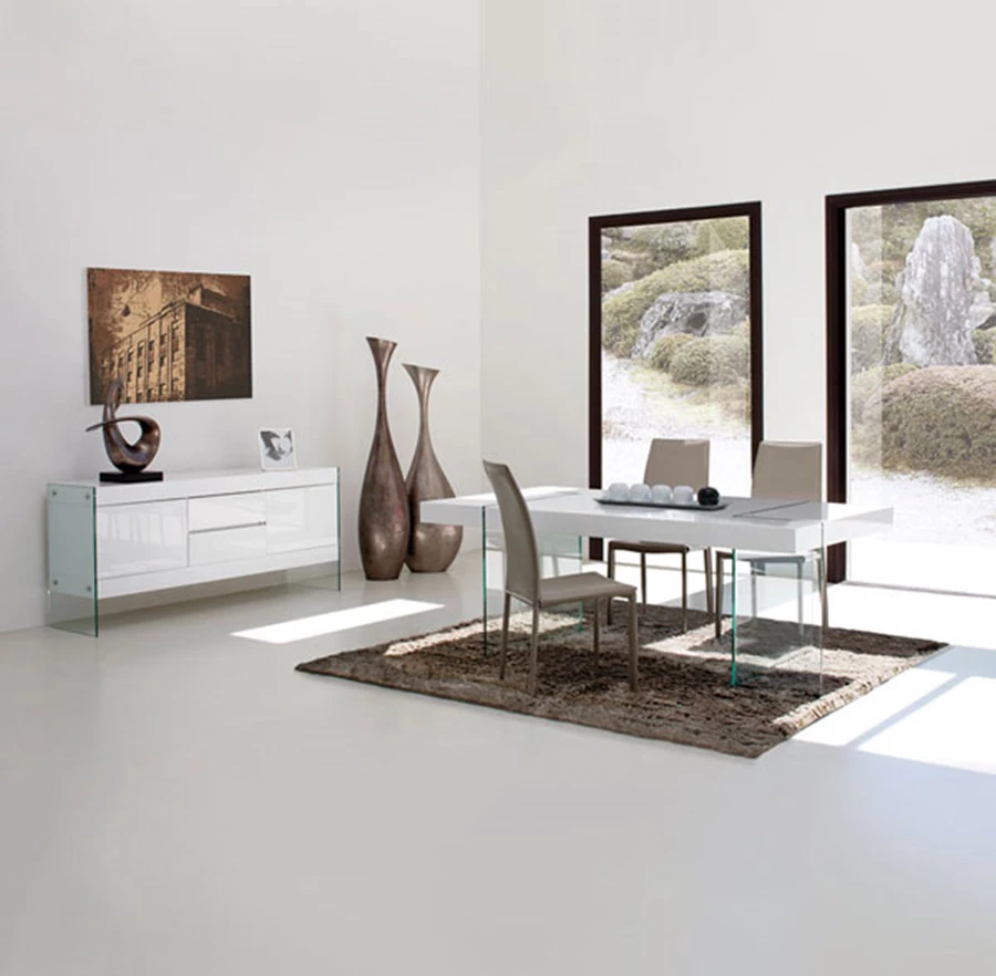 שולחן אוכל מדגם ‘רומא’, מידות, צבעים וגימורים  בהתאמה אישית. ניתן לשלב ויטרינה, מזנון ושולחן סלוני  באותו עיצוב. ‘דיבאני סנטר’.