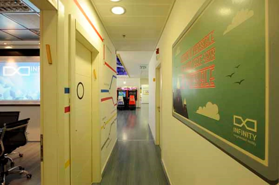 הכניסה אל חדר הישיבות (שהורחב עם איחוד שני חללי משרדים) המהווה