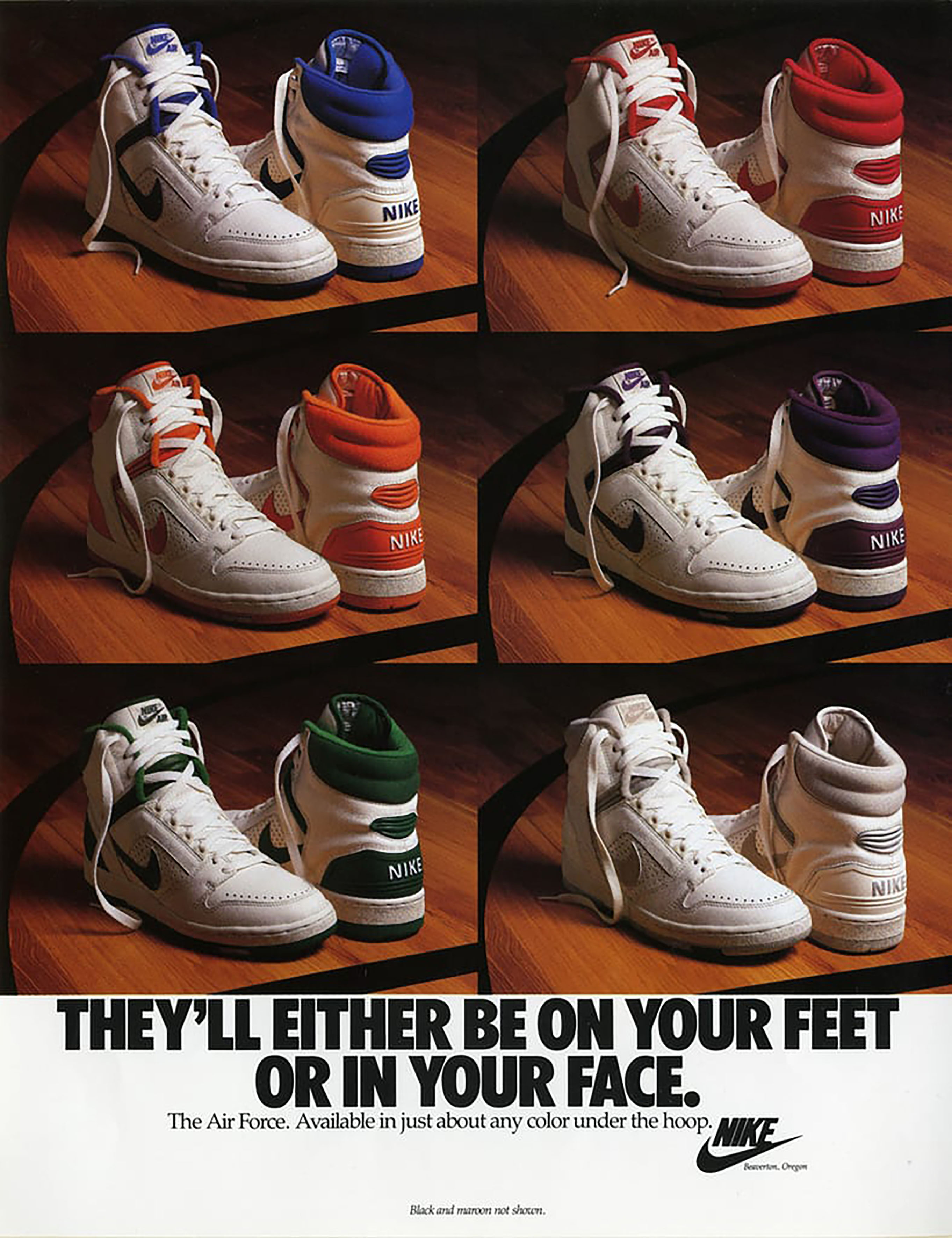 פוסטר On Your Feet or In Your Face עבור Nike Air Force, 1986 © Nike