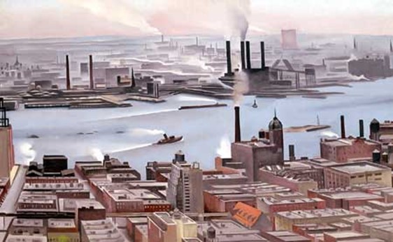 East River from the Shelton Hotel, No. I, ג'ורג'יה אוקיף, 1928, אוסף מוזיאון ניו בריטן לאמנות אמריקאית (New Britain Museum of American Art)