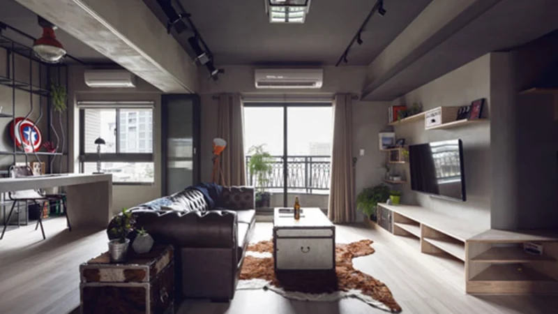 דירת רווקים בטייוואן בסגנון תעשייתי